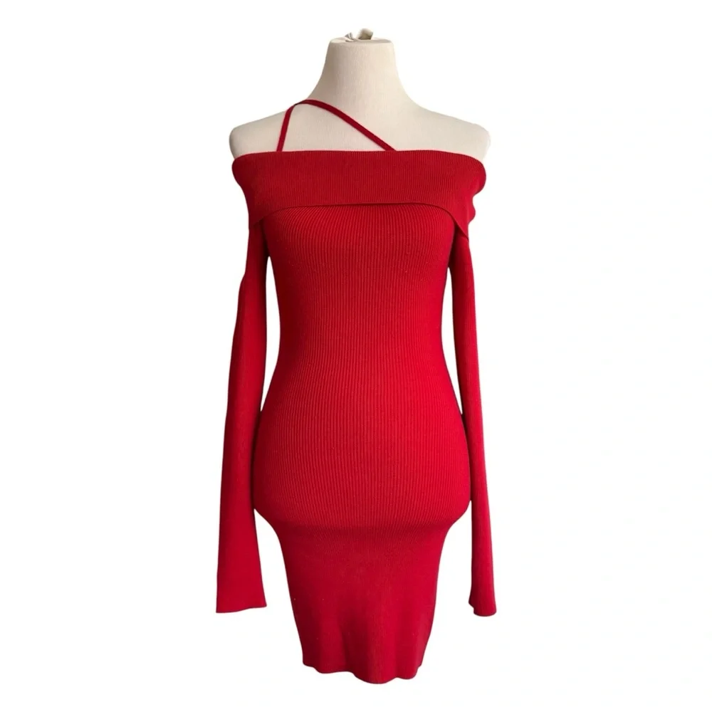 NBD Petra Mini Dress in Red Off-Shoulder Women’s Size Small